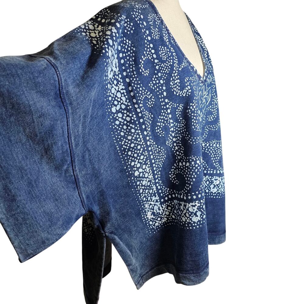 Free People Navy Blue Embroidered Scoop Neck Sweater with Red Accent - Picture 4 of 15